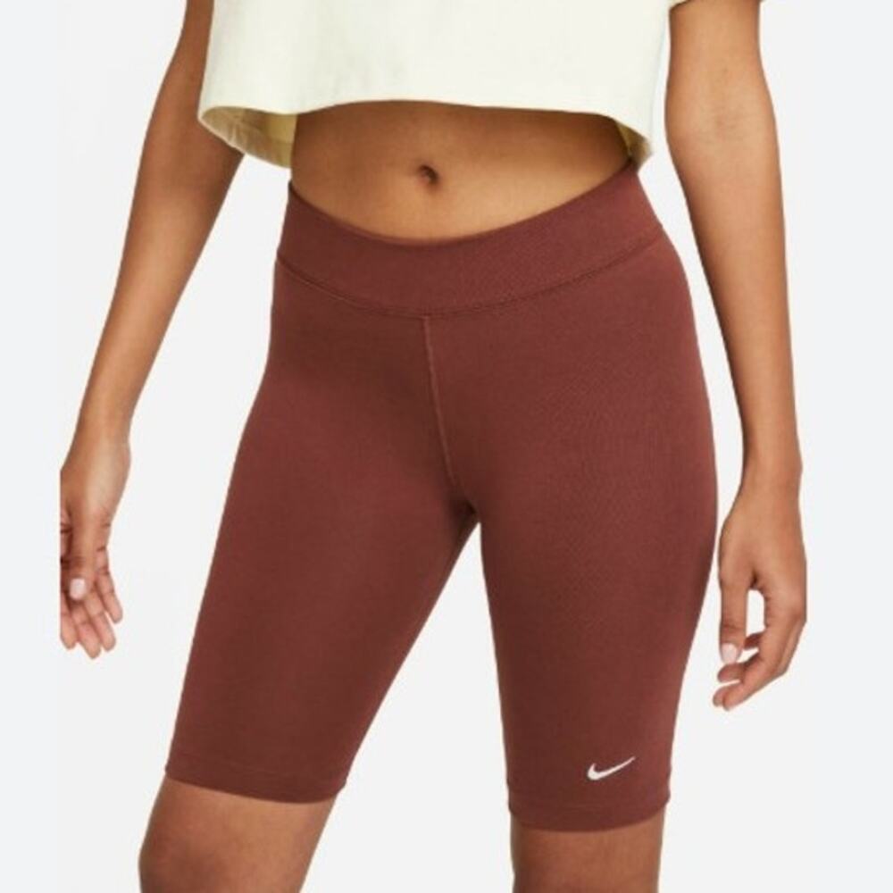 Nike Brown Biker Bike Shorts Plus Size 1X Athleisure Neutral Embroidered Logo